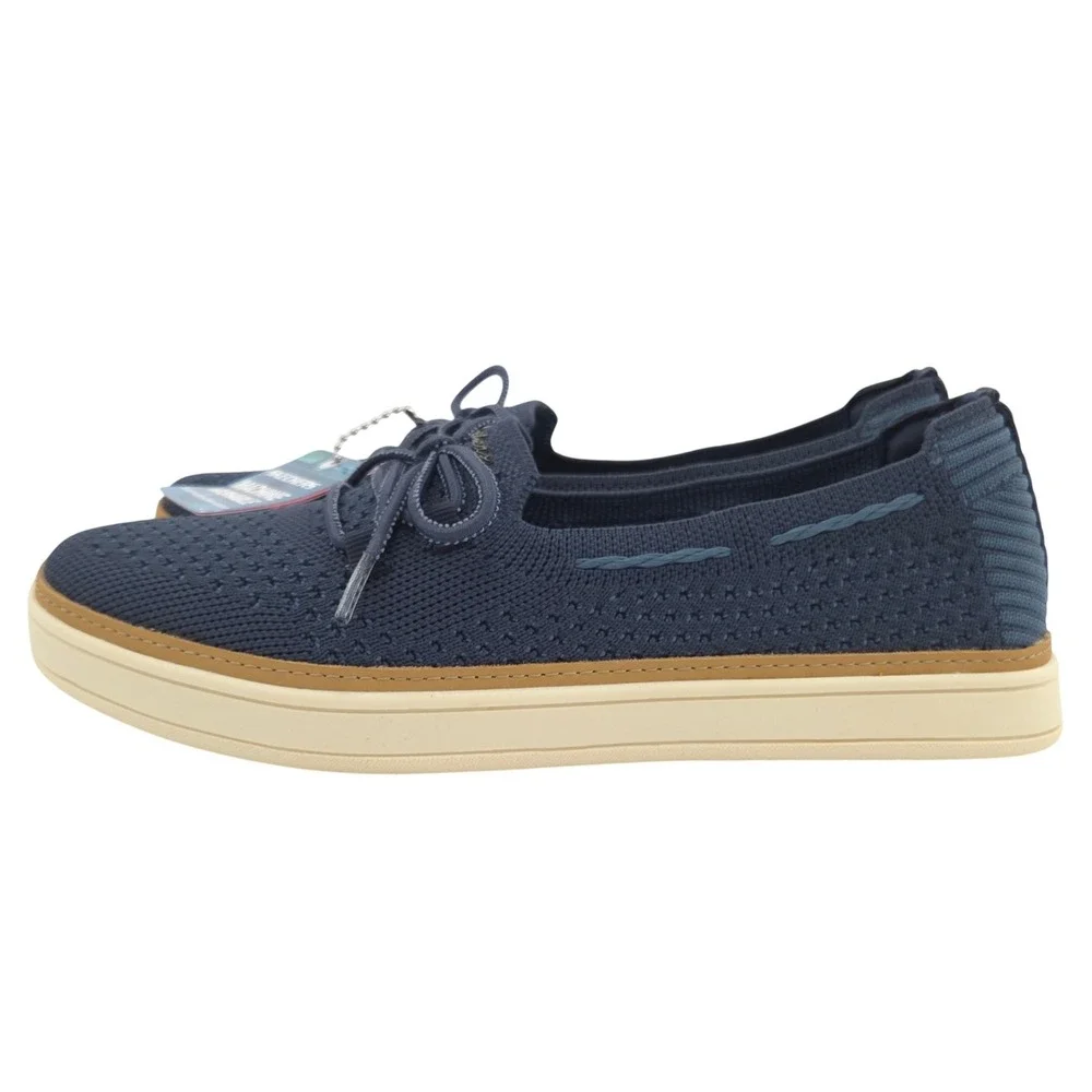 Skechers Coastal Drive Sneakers Womens 6.5 Blue Boat Shoe Knit Memory Foam NEW